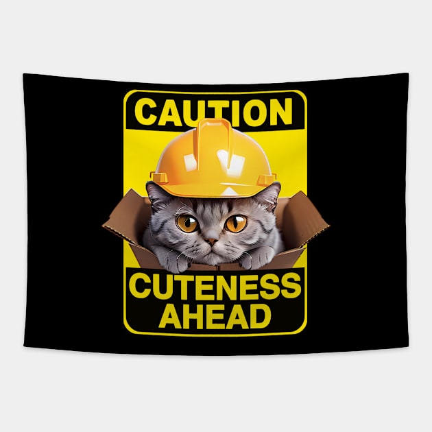 British Shorthair Cat Wearing Hardhat Tapestry by CGI Studios