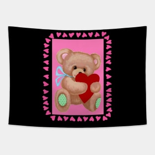 Valentine Teddy Bear Cartoon Fantasy Abstract Print Tapestry