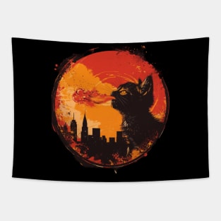 Catzilla Cat Rage Tapestry