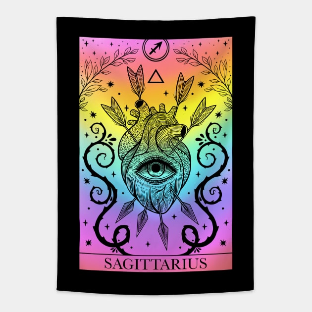 Zodiac sign tarot card Sagittarius Tapestry by OccultOmaStore