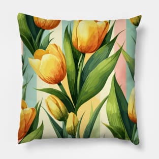 Yellow Tulip Flowers Pillow