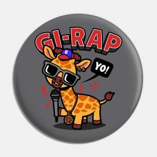 Gi-Rap Funny Kawaii Hiphop Rapping Animal Giraffe Pin