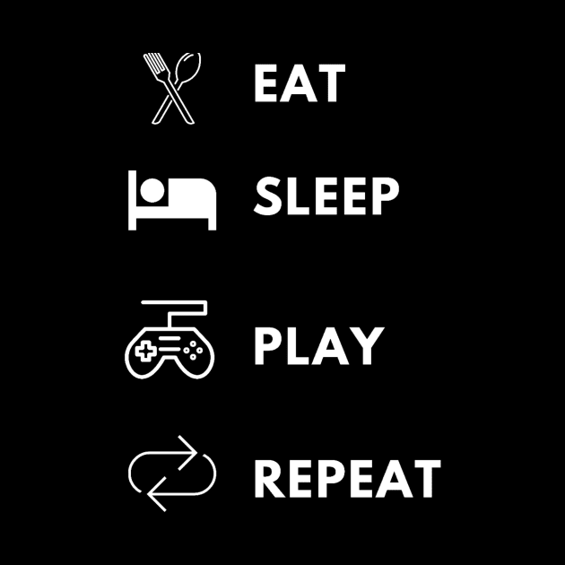 Eat sleep play repeat gamer lifecycle by Bravery