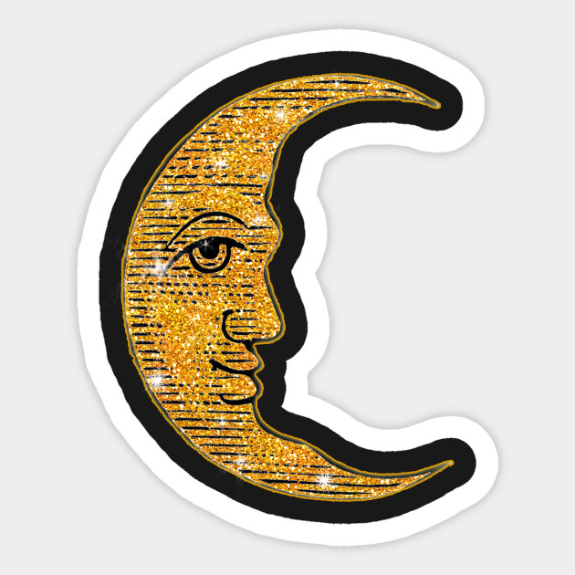 Crescent Moon Man In The Moon Crescent Moon Sticker Teepublic