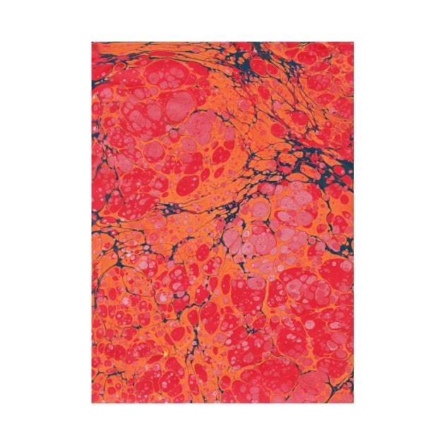 Orange red and purples marbled paper by kittyvdheuvel