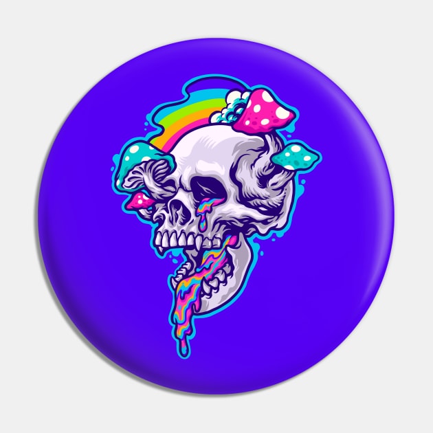 Drippy Shroom Skull Pin by machmigo