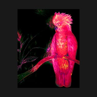 BRIGHT PINK TROPICAL COCKATOO PARROT ISLAND EXOTIC BIRD PALM POSTER PRINT T-Shirt