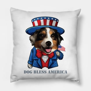 Australian Shepherd Dog Bless America Pillow