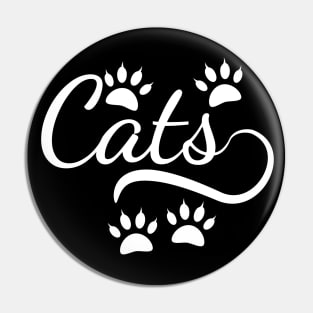 Cats Typography With Tail And Paws Pin