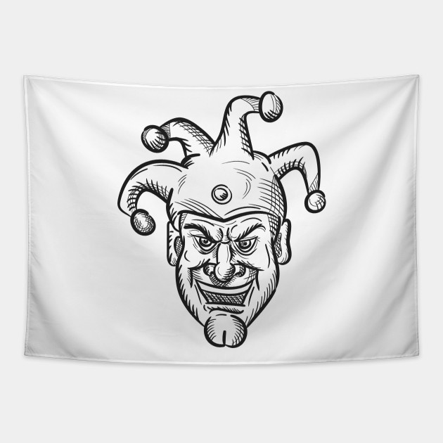Crazy Medieval Court Jester Drawing Crazy Medieval Court Jester Drawing Tapestry Teepublic