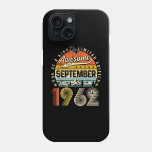 Awesome Since September 1962 Vintage 61st Birthday Phone Case