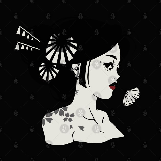 Geisha Design | Handmade Geisha Illustration | Digitally Illustrated Japanese Geisha by Atelier Serakara