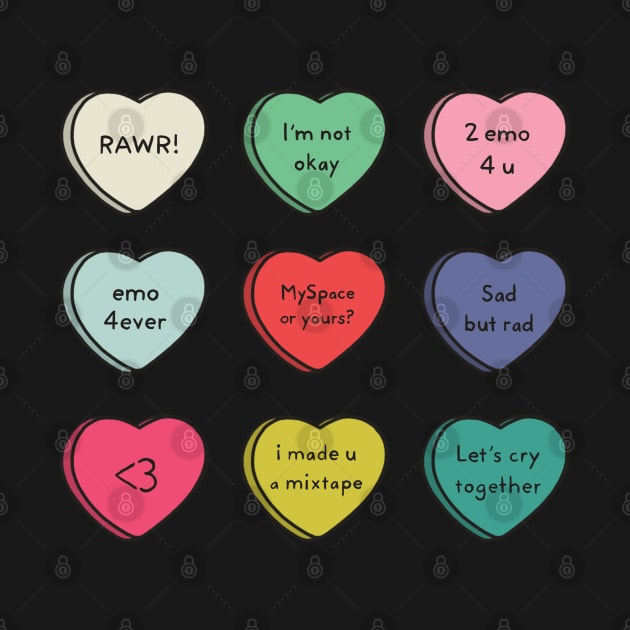 Emo Conversation Hearts by cecececececelia