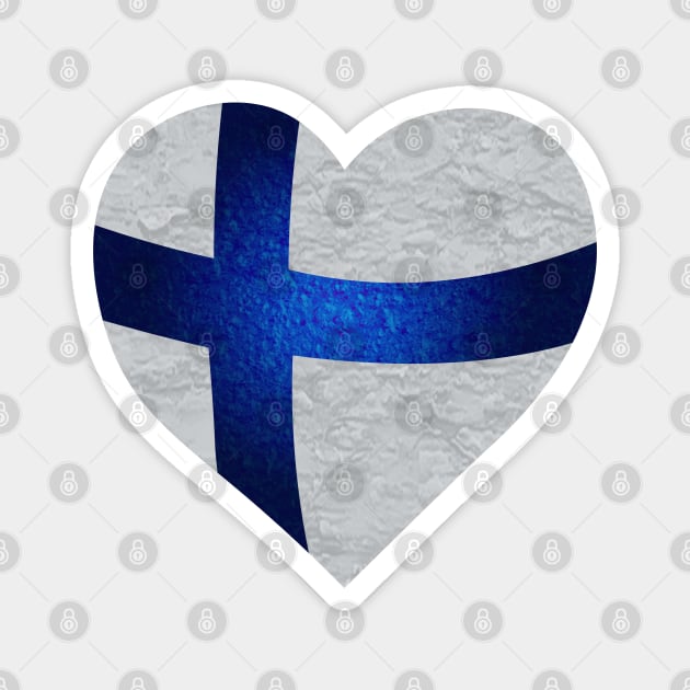 Suomi Finland heart shaped flag Magnet by Purrfect