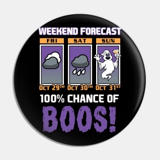 Weekend Forecast - 100% Chance of Boos - Cartoon Halloween Pin