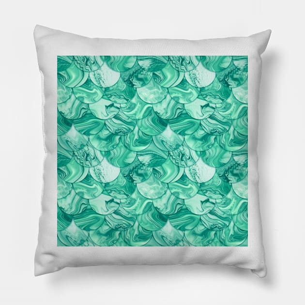 Emerald scales Pillow by krinichnaya