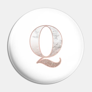 Monogram rose gold glitter marble Q Pin