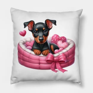 Valentine Doberman Pinscher Dog in Bed Pillow