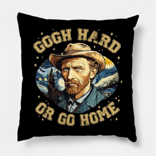 Gogh Hard or Go Home Funny Artist Pun Design Pillow