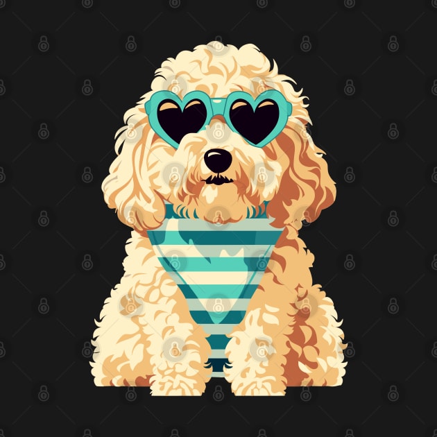 Cute Goldendoodle with Heart Sunglasses by Retroprints