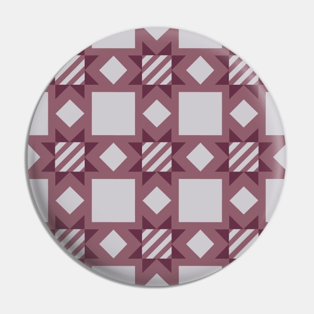 Mauve and Taupe Virginia Patchwork Pattern Pin by Nuletto