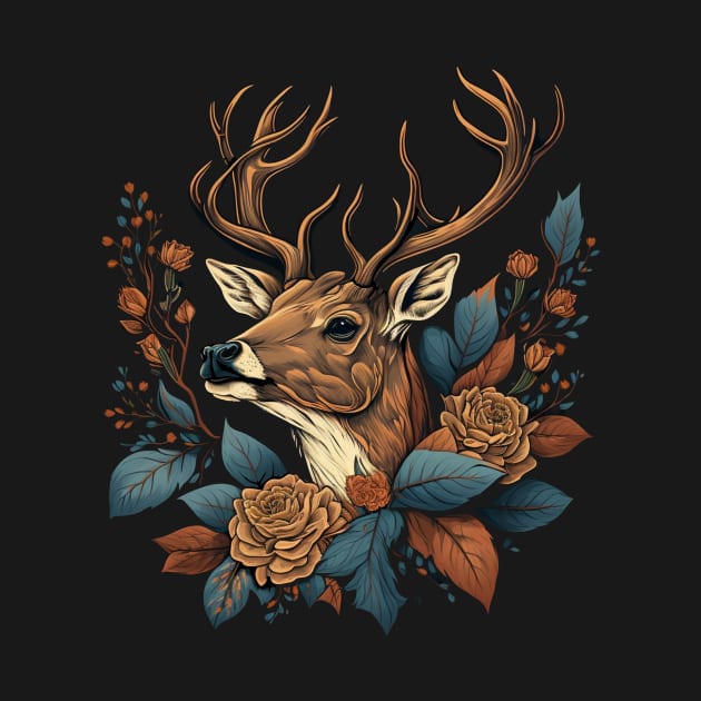 Cute Floral Deer by Wintrly