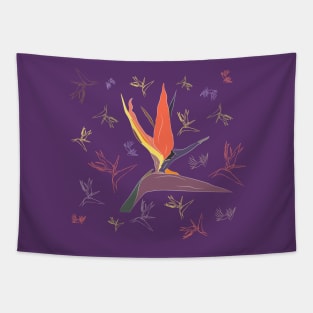 Bird of Paradise flower pattern Tapestry