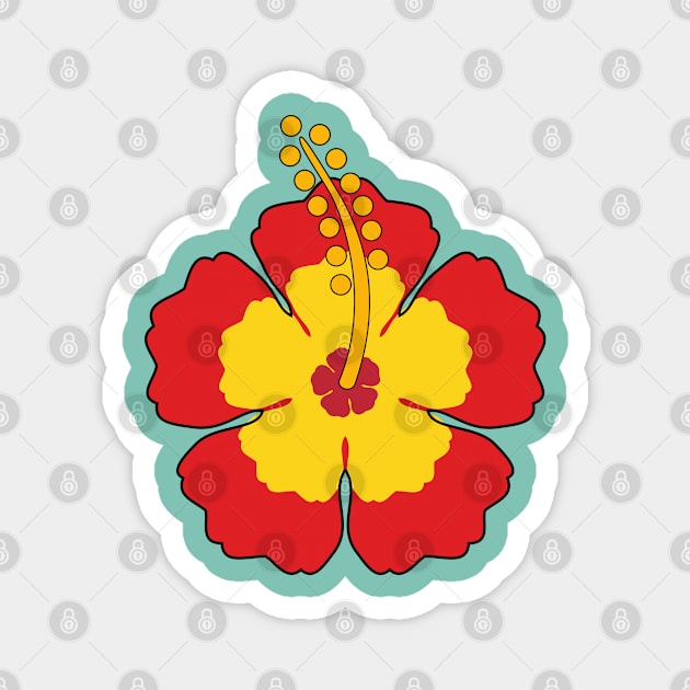 Red Hibiscus Tropical Flower Magnet by BirdAtWork