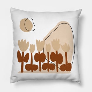 Minimal Modern  Abstract Shapes  Warm Flowers Tones  Design Pillow