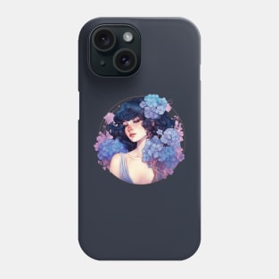 A Bouquet of Hydrangea- Beautiful Woman, Mucha, Art Nouveau Phone Case