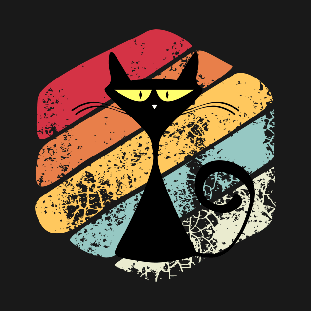 Black cat with retro sunset by Changing