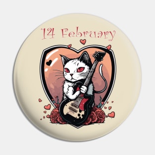 14 Ferbruary Guitarist Cat Pin