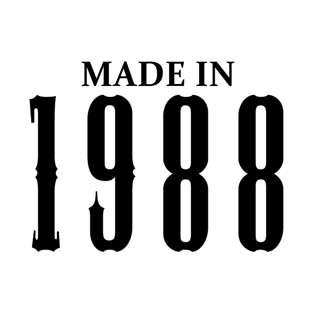 Made in 1988 year | Simple Black T-Shirt