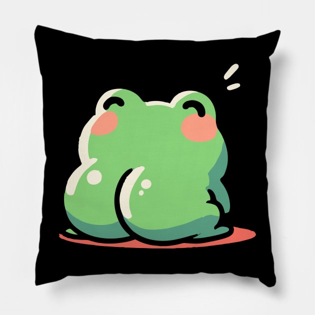 Kawaii frog butt Pillow by Evgmerk