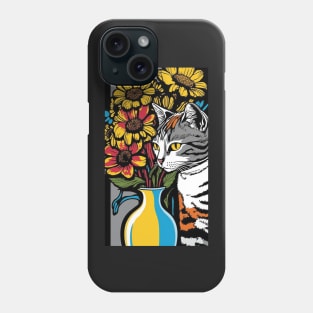 American Shorthair Cat Vibrant Tropical Flower Tall Retro Vintage Digital Pop Art Portrait 3 Phone Case