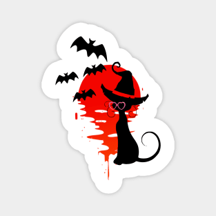 black cat in Halloween Magnet