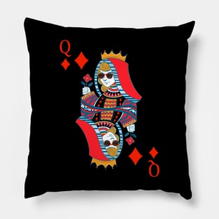 Queen of Diamonds Poker Card Pillow