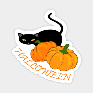 Halloween black cat with pumpkins Magnet