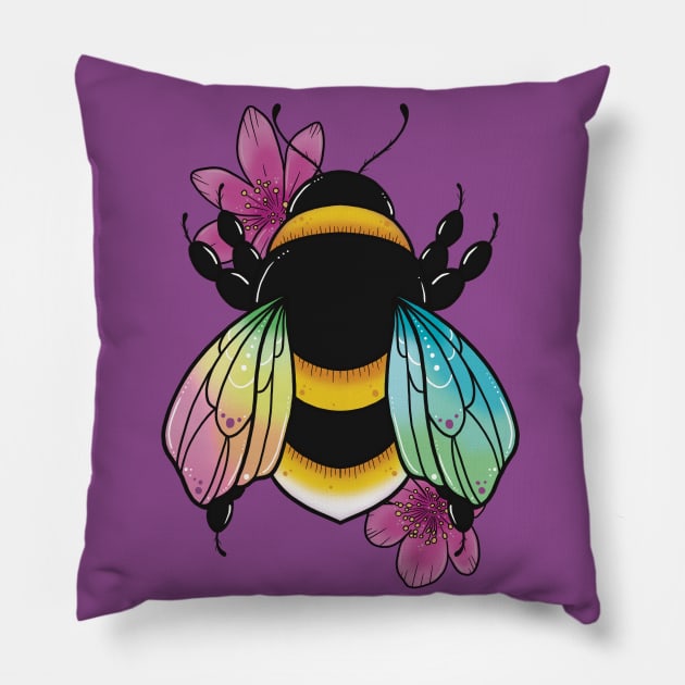 Rainbow Bee Pillow by Lorna Laine