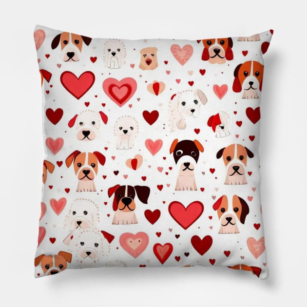 valentines day gifts hearts and dogs pattern gift ideas Pillow by WeLoveAnimals