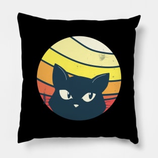 Retro sunset cat Pillow