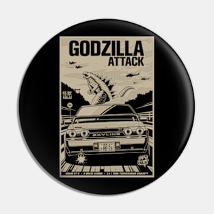 R32 GODZILLA BROWN - PAPAYA STREETART Pin