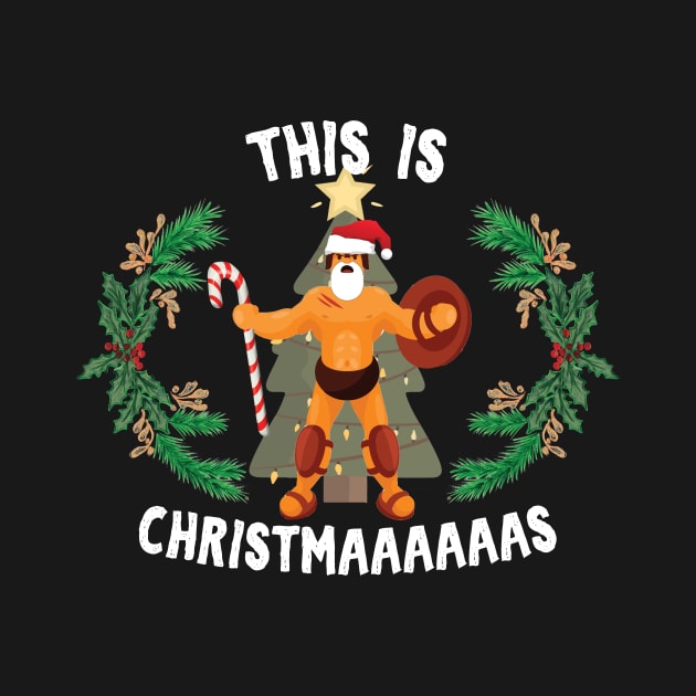 Spartan Santa shouting This is Christmas by Gifafun