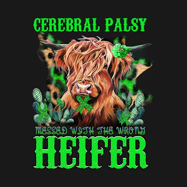 Cerebral Palsy messed with the wrong heifer western cow leopard with ribbon support Cerebral Palsy warrior Cerebral Palsy awareness by james store