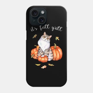 Watercolor Cat Art Autumn Its Fall Yall Cat Lover Gifts Phone Case