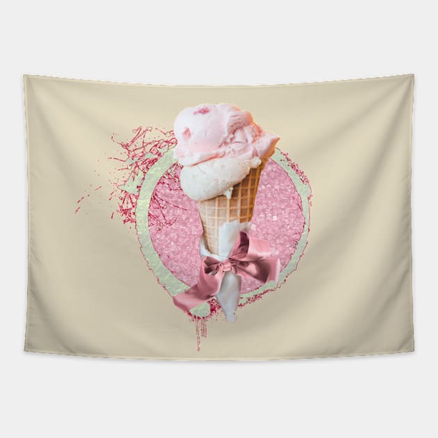 Strawberry Ice Cream Cone Tapestry by CatAstropheBoxes