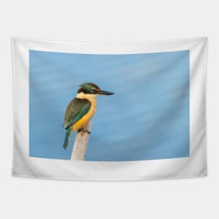 Beautiful sacred kingfisher portrait Tapestry