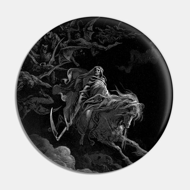High Res Gustave Doré Illustration Death on a Pale Horse Pin by tiokvadrat