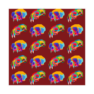 Animal Skull Pattern Wpap Style Red Background T-Shirt