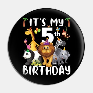 Its My 5th Birthday Safari Jungle Zoo Lovers Birthday Party Pin